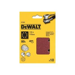 DeWalt DT3022 Pack of 10 115mm x 115mm 80 Grit Sanding Sheets