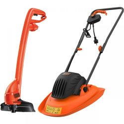 Black & Decker 30cm Electric Hover Mower, 1200W with GL250 Strimmer Grass Trimmer