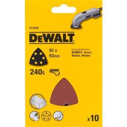 Dewalt DT3095 DETAIL SANDING SHEETS, 93mm x 93mm, GRIT SIZE 240, PACK QTY 10