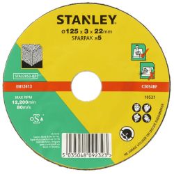 Stanley STA32053 SPARPACK 5x 125mm Stone Cutting Disc Sparpack