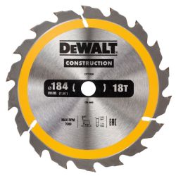Dewalt Construction Circular Saw Blade 184mm x 16mm x 18T Tooth Teeth
