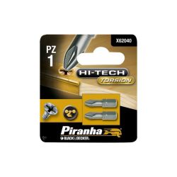 Black & Decker Piranha X62040 Pack of 2 Hi-Tech Torsion Pozi PZ1 Hex Shank Screwdriver Bits