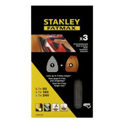 Stanley STA39107 1x 80g, 120g, 240g  Sheet, Multi Sander  Velcro Asst