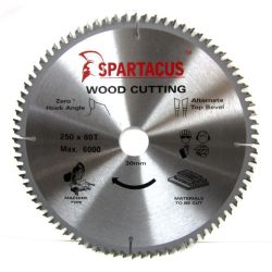 Spartacus 250 x 80T x 30mm Wood Cutting Circular Saw Blade