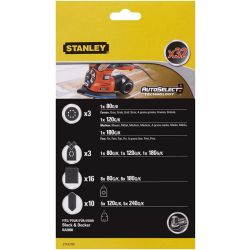 Stanley STA37095 Pack of 32 Assorted Multisander, Detail, & Random Orbit Sanding Sheets