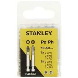 Stanley STA60260 Set Screwdriver Bit 10x 50mm Mixed