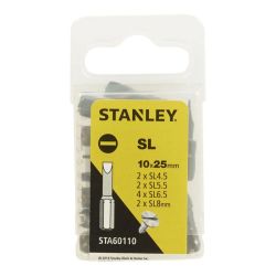 Stanley STA60110 Set Screwdriver Bit 10x 25mm Sl Ast