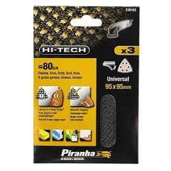 Black & Decker Piranha X39182 Pack of 3 95mm Velcro Detail Mesh Sanding Sheets Coarse 80G - Universal Fit