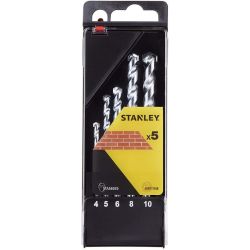 Stanley STA56035 Drill Bit Std Masonry 4,5,6,8,10mm Set