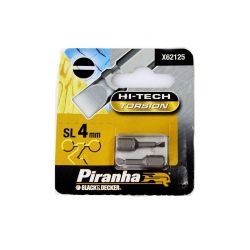 Black & Decker Piranha X62125 Pack of 2 Hi-Tech Torsion Flat Head SL 4mm x 25mm Hex Shank Screwdriver Bits